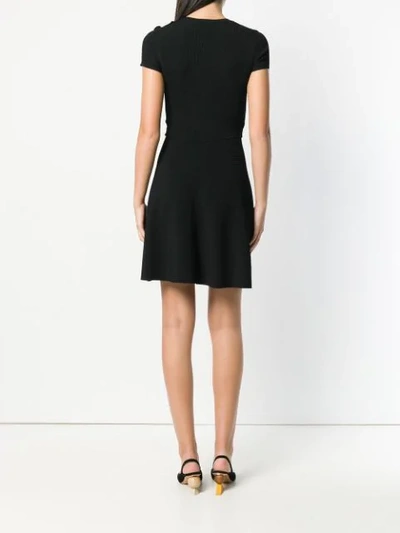 Shop Red Valentino Ribbed Knit Short Dress - Black