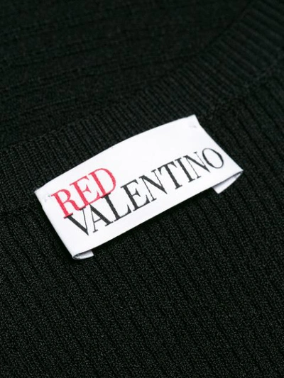Shop Red Valentino Ribbed Knit Short Dress - Black