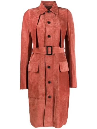 Shop Rick Owens Belted Trench Coat In 13 Burnt Pink