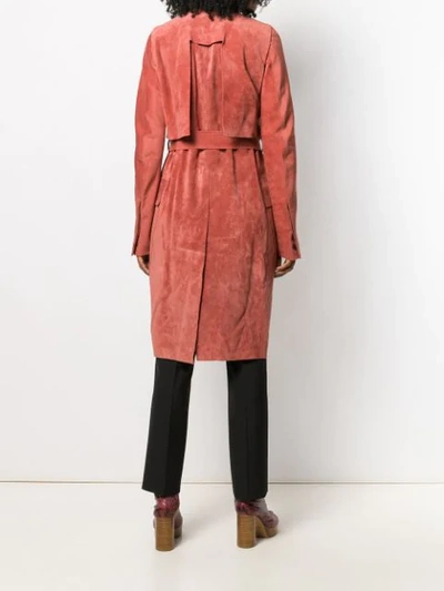 Shop Rick Owens Belted Trench Coat In 13 Burnt Pink