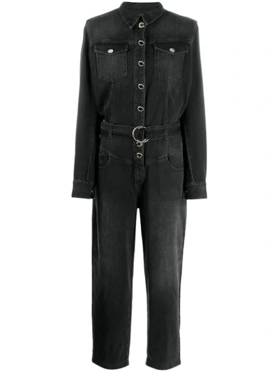 Shop Pinko Denim All In One Jumpsuit In Black