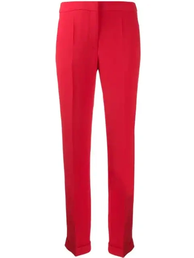 Shop Giorgio Armani Cady Viscose Silk Trousers In Red