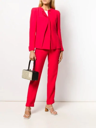 Shop Giorgio Armani Cady Viscose Silk Trousers In Red