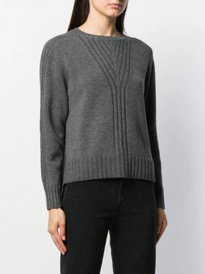 Shop Alberta Ferretti Ribbed Knit Detail Sweater In Grey