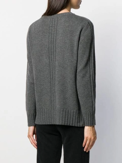 Shop Alberta Ferretti Ribbed Knit Detail Sweater In Grey