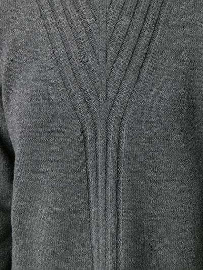 Shop Alberta Ferretti Ribbed Knit Detail Sweater In Grey