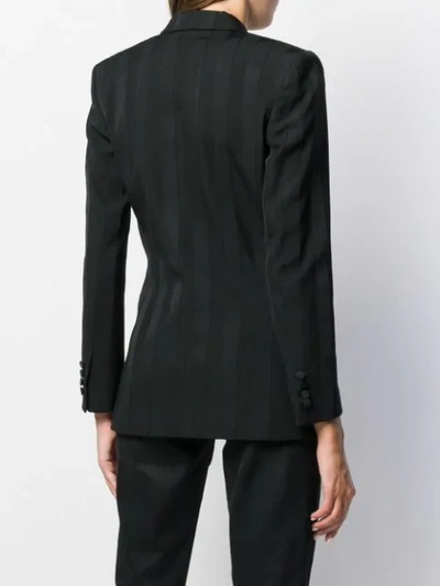 Shop Saint Laurent Striped Double-breasted Blazer In Black