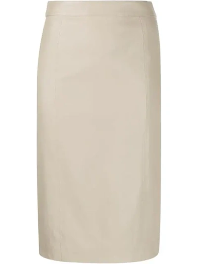 Shop Joseph Straight Midi Skirt In Neutrals