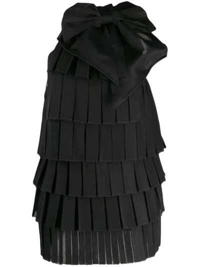 Shop Balmain Tiered Panel Dress In Black