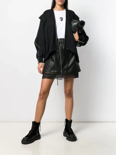 Shop Diesel Black Gold Quilted Leather Skirt In Black