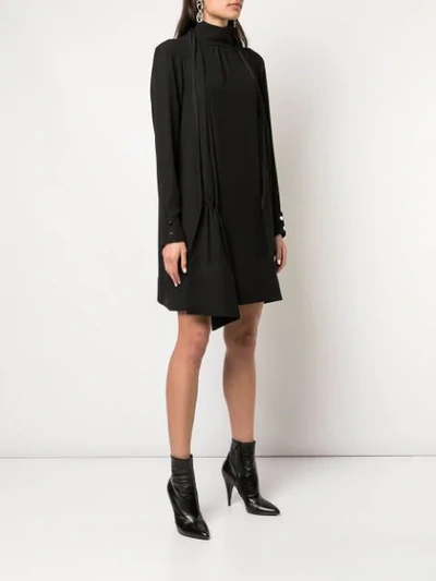 Shop Tibi Modern Drape Shirred Dress In Black