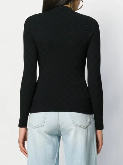 Shop Balmain Quilted Effect Knitted Top In Black