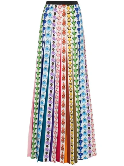 Shop Mary Katrantzou Bottle Print Rainbow Pleat Maxi Skirt In 021 Rainbow Perfume