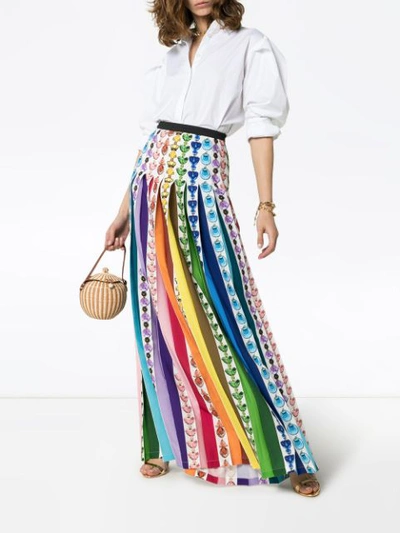 Shop Mary Katrantzou Bottle Print Rainbow Pleat Maxi Skirt In 021 Rainbow Perfume