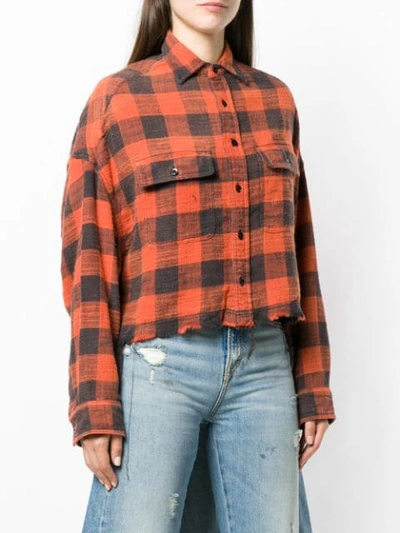 Shop R13 Cropped Check Print Shirt In 60k Red Plaid