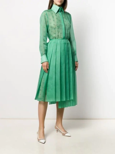 Shop Fendi Karligraphy Motif Pleated Wrap Dress In Green