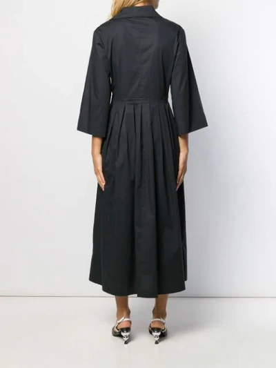 Shop Staud Pleated Midi Dress In Blk Black