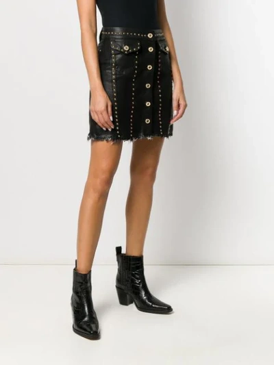 Shop Versace Jeans Couture Studded Short Skirt In Black