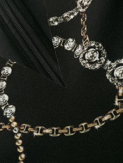 Shop Pinko Chain-print V-neck Dress In Black