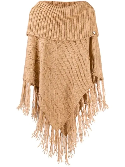 Shop Twinset Cable Knit Bardot Jumper In Brown