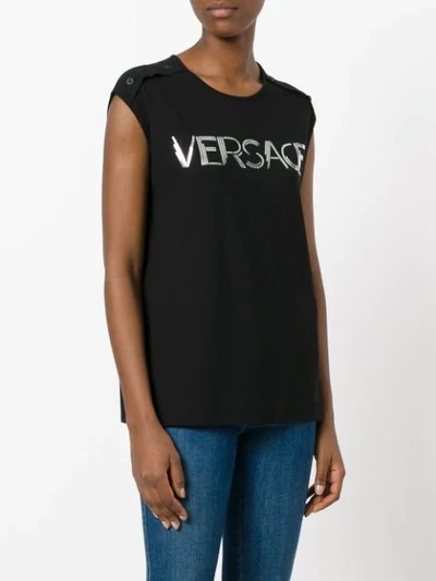 Shop Versace Logo Tank Top In Black