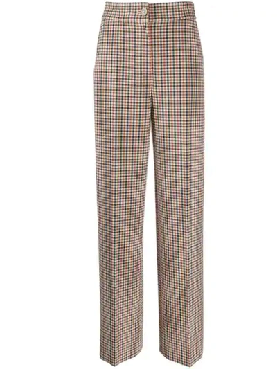 TORY BURCH TAILORED PLAID TROUSERS - 大地色