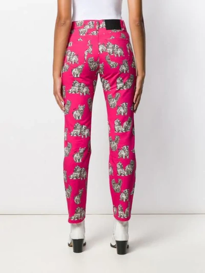 Shop Msgm Cat Print Jeans In Pink