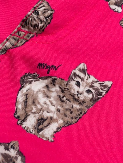 Shop Msgm Cat Print Jeans In Pink