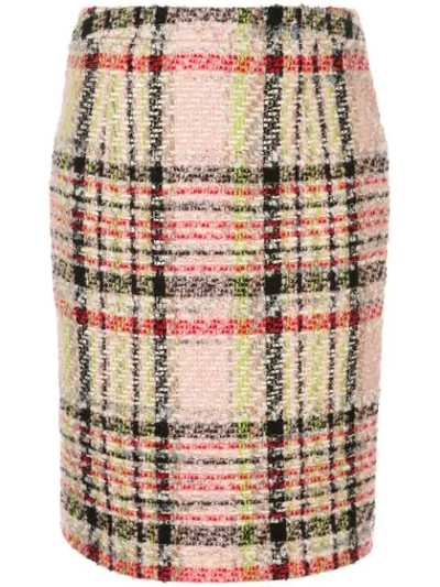 Shop Andrew Gn Tweed Check Pencil Skirt In Multi