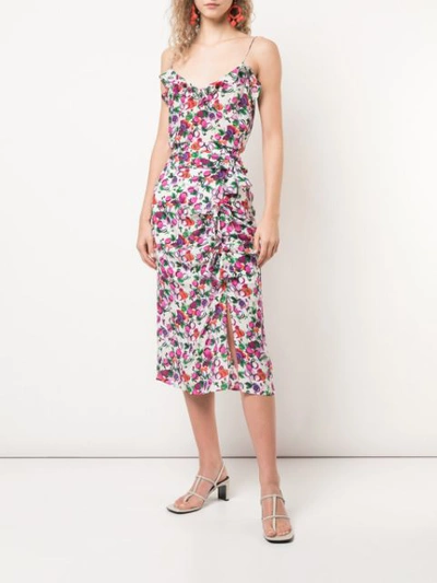 Shop Saloni Floral Ruffle Slip Top In Multicolour