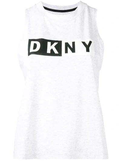 Shop Dkny Logo Tank Top In Grey