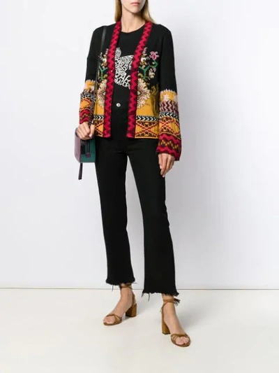 Shop Etro Slim-fit Patterned Cardigan In Black