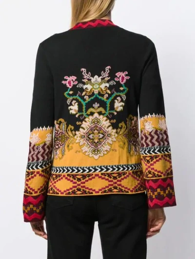 Shop Etro Slim-fit Patterned Cardigan In Black