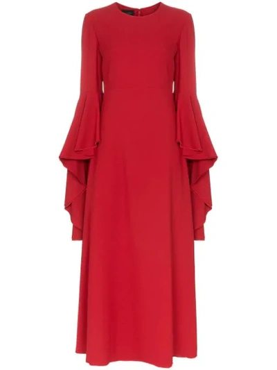 Shop Giambattista Valli Ruffle Sleeve Maxi Dress In Red