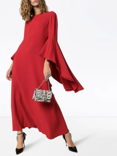 Shop Giambattista Valli Ruffle Sleeve Maxi Dress In Red