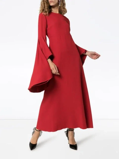 Shop Giambattista Valli Ruffle Sleeve Maxi Dress In Red