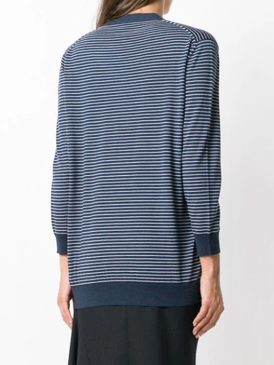 Shop Loewe Striped V-neck Cardigan - Blue