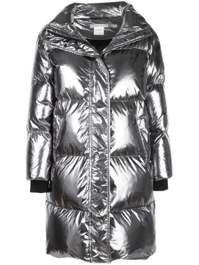 Shop Alice And Olivia Julian Oversized Padded Coat In Silver