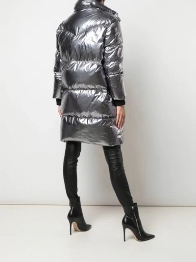 Shop Alice And Olivia Julian Oversized Padded Coat In Silver