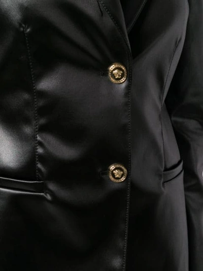 Shop Versace Faux Leather Blazer In Black