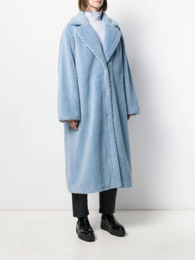 Shop Stand Studio Faux Shearling Coat In Blue