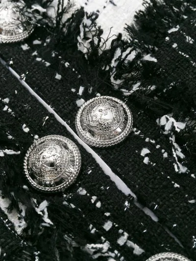 Shop Balmain Buttoned Tweed Jacket In Black
