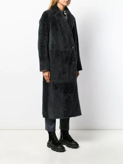 Shop Arma Shearling Double Breasted Midi Coat In Cavier