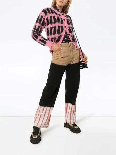 Shop Ashley Williams Intarsia Knit Cat Motif Cardigan In Pink