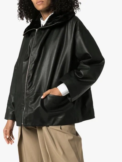 Shop Totême Annecy Leather Jacket In Black