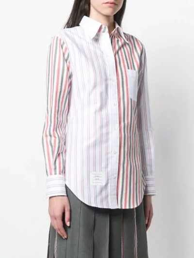 Shop Thom Browne Wide Stripe Flannel Shirt In White