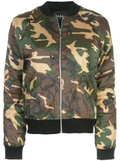 Shop Nicole Miller Camouflage Print Bomber Jacket