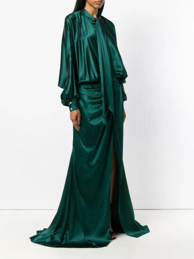 Shop Alexandre Vauthier Long Draped Gown In Green