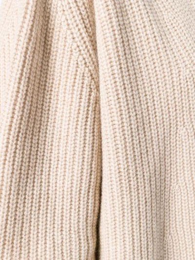 Shop Agnona Ribbed Knit Cardigan - Neutrals