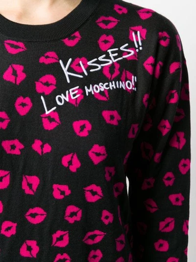 Shop Love Moschino Kisses Jumper Dress In Black